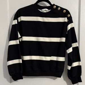 H&M Classic Black and White Striped Crewneck Sweater